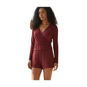 FOREVER 21 BURGUNDY LONG SLEEVE ROMPER SZ.S EUC.